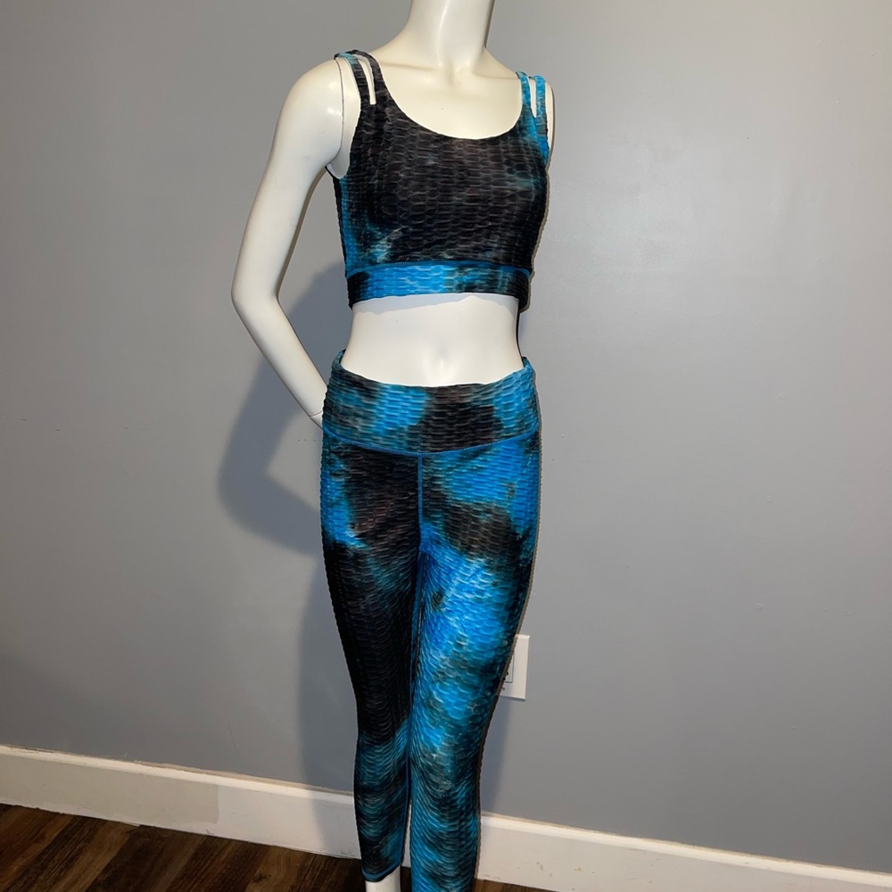 Gym attire Navy blue and Turquoise tie dye.